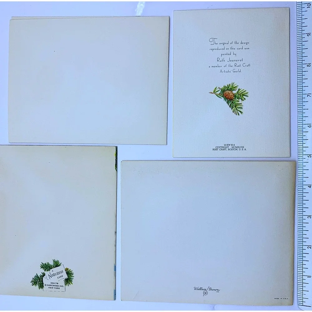 Vintage Season's Greetings Christmas Holiday Card Lot of 4-Unused-USA 1940s-50s